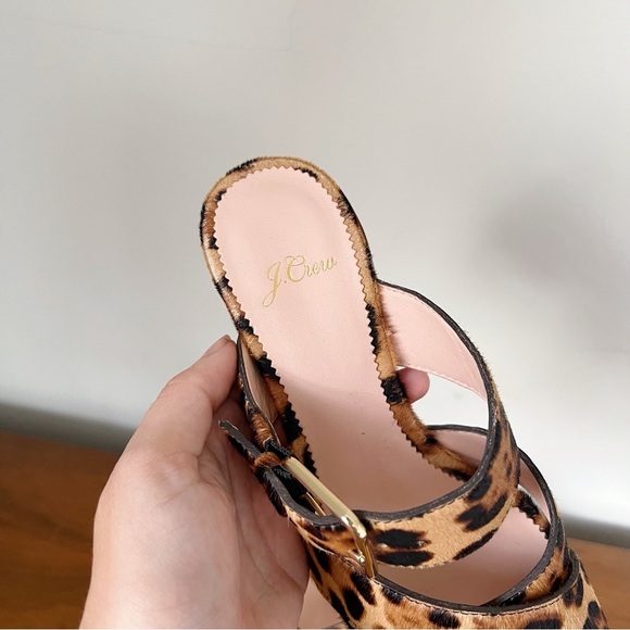 J Crew • Penny Slide Sandals in Leopard Calf Hair mules block heel - Picture 4 of 9